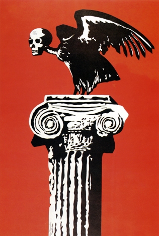 Αντιδικτατορική αφίσα που σχεδίασε ο Γιώργος Αργυράκης (από το Σπύρος Καραχάλιος, ό.π.)