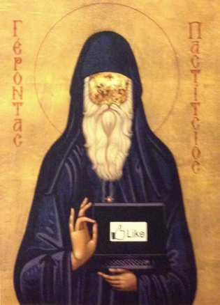 "Ο γέρων Παστίτσιος". Αγιογραφία του ιερομονάχου Παναγιώτου του Πετραλωνίτου,. Βρίσκεται στην Ιερά Σκήτη Βαλτετσίου